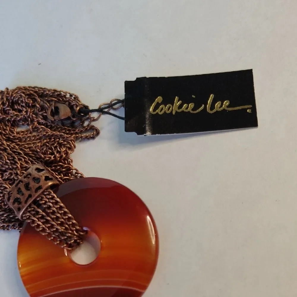 Cookie Lee Multi-StrandNecklace with Carnelian Pendant